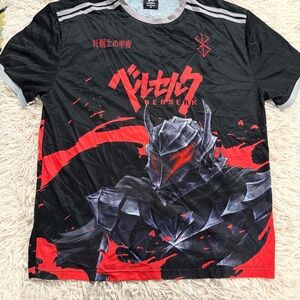 Atsuko Berserk Struggler Anime Jersey Soccer Top Jersey Size Medium Red
Black